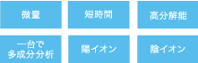 微量、短時間、高分解能、一台で多成分分析、陽イオン、陰イオン