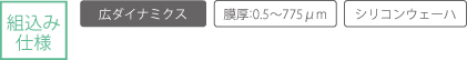 組込み仕様：広ダイナミクス、膜厚0.5-775μm、シリコンウェーハ