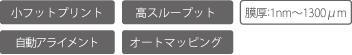 小フットプリント、高スループット、薄膜:1nm～1300μm、自動アライメント、オートマッピング